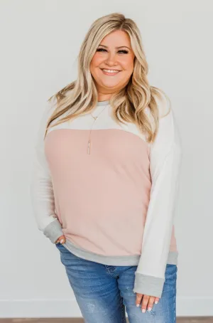 Make Their Heads Turn Color Block Top- Ivory & Dusty Pink
