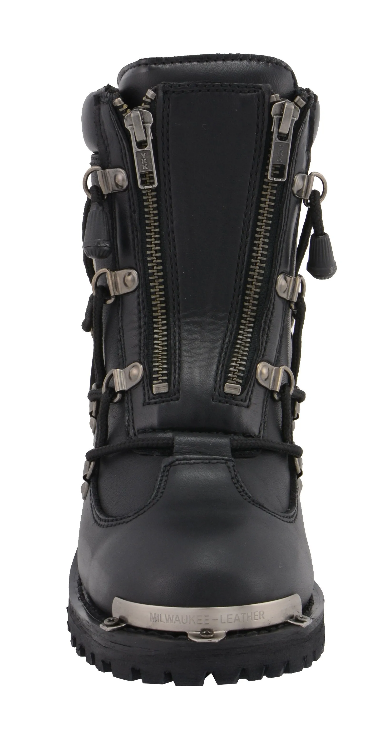 MBL9375 Women's Black Leather Diamond 6-Inch Twin Zipper Lock Riding Boots