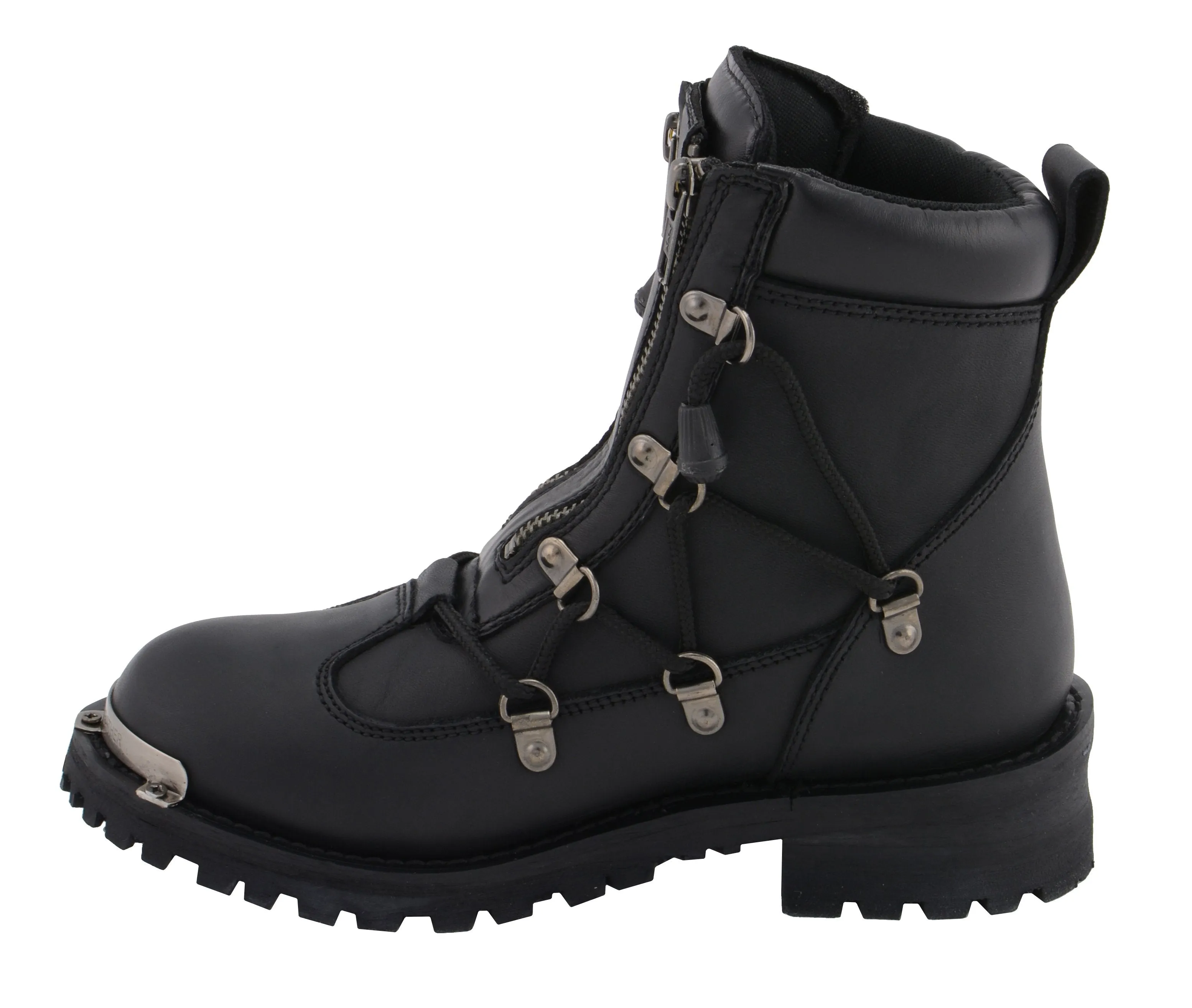 MBL9375 Women's Black Leather Diamond 6-Inch Twin Zipper Lock Riding Boots