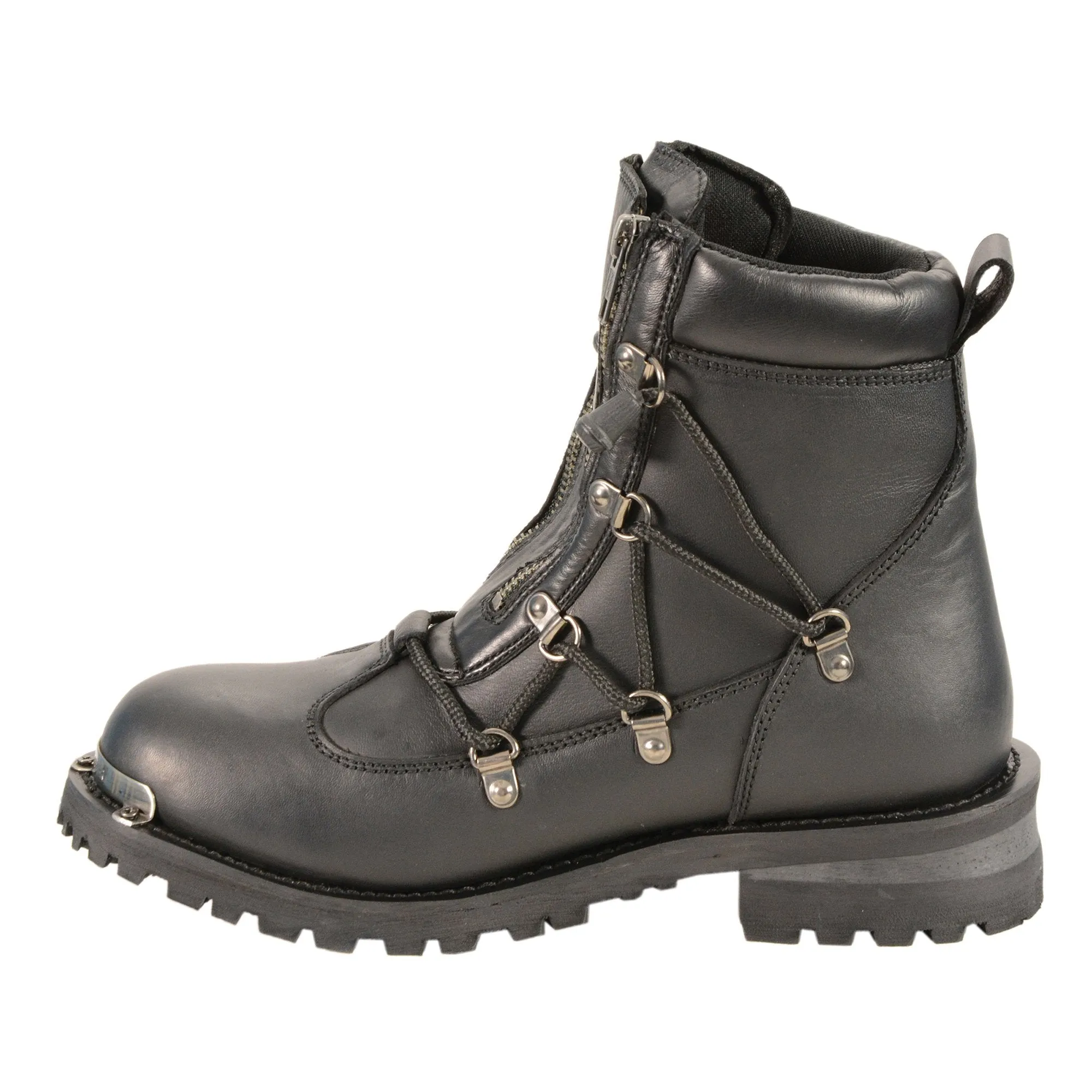 MBL9375 Women's Black Leather Diamond 6-Inch Twin Zipper Lock Riding Boots