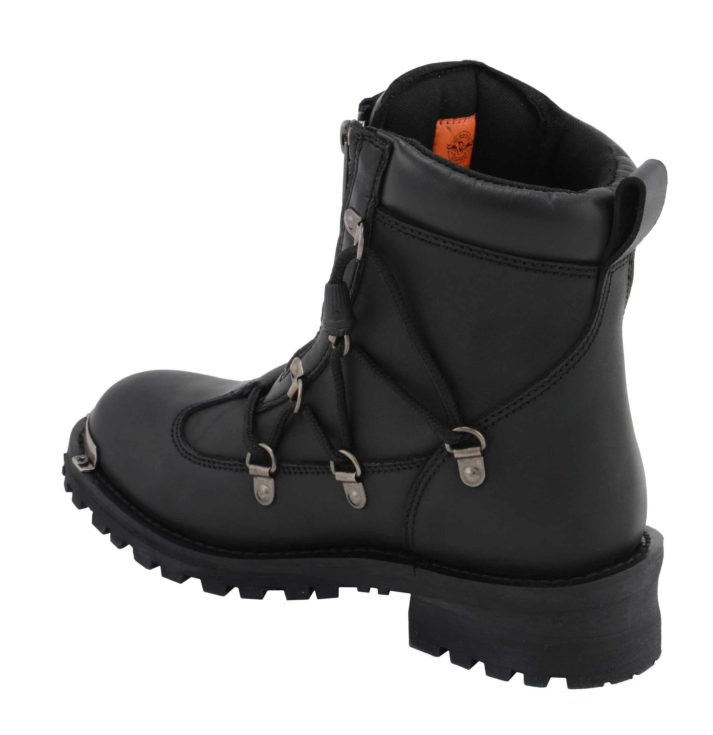 MBL9375 Women's Black Leather Diamond 6-Inch Twin Zipper Lock Riding Boots