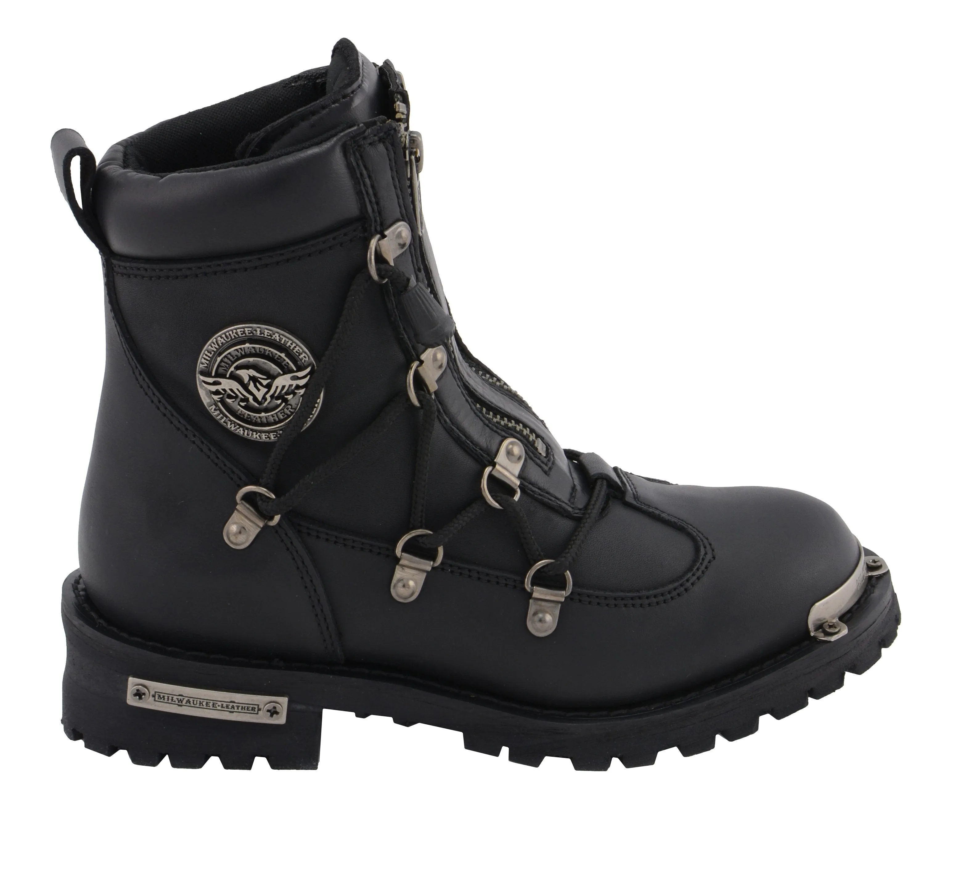 MBL9375 Women's Black Leather Diamond 6-Inch Twin Zipper Lock Riding Boots