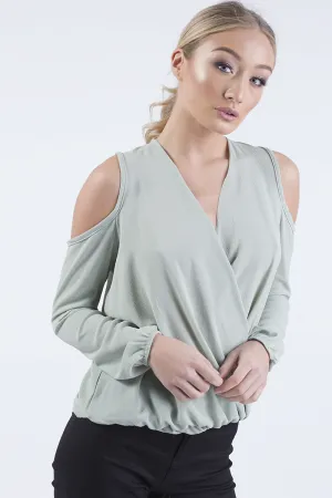 Mint Cold Shoulder Top - Elsie