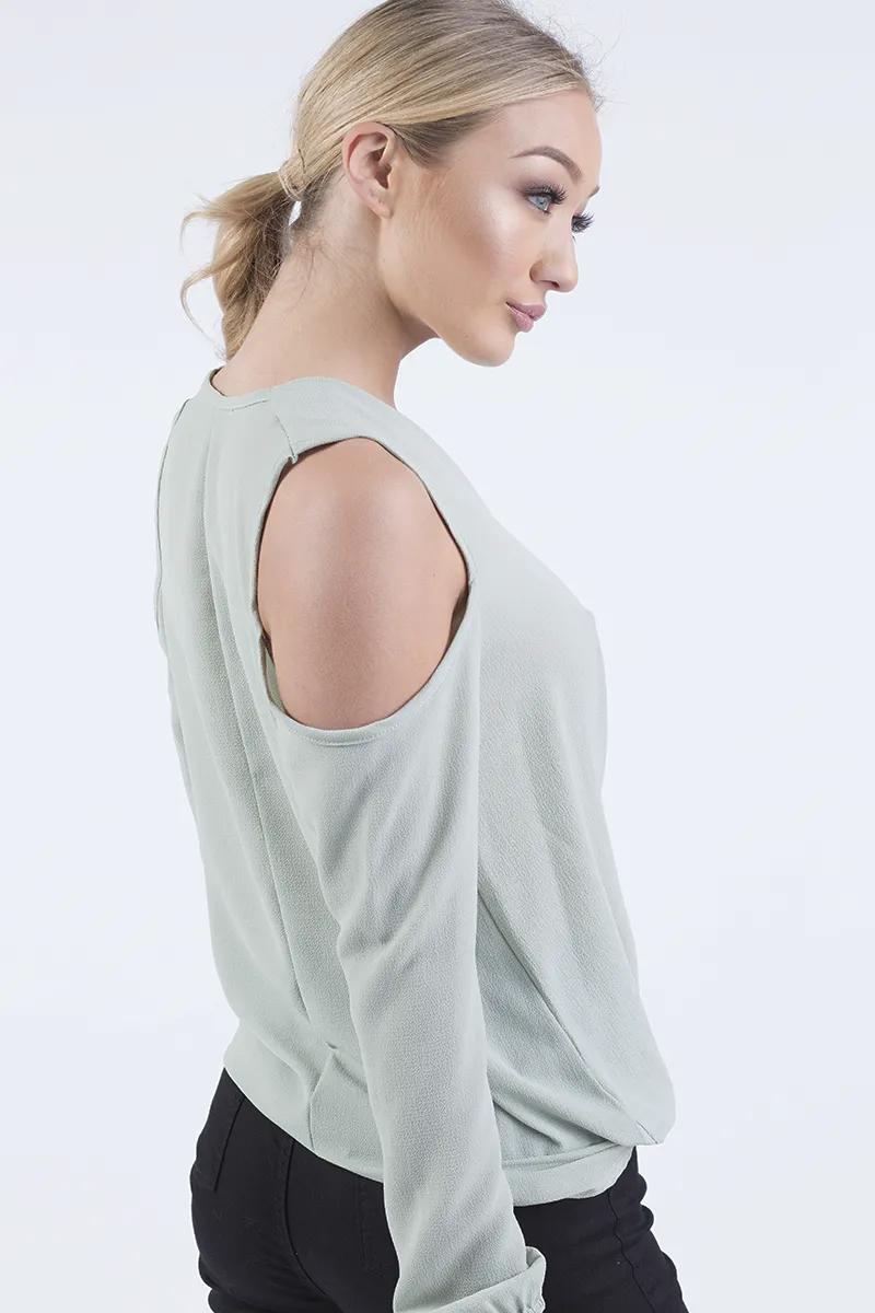 Mint Cold Shoulder Top - Elsie