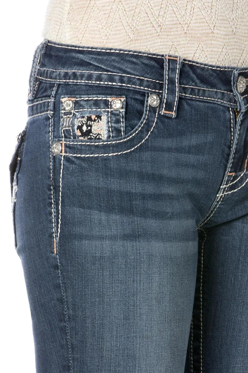 Miss Me Candy Ikat Insert Boot Cut Jeans