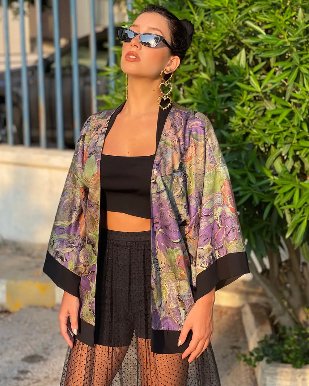 Multicolored Double Faced Brocade Kimono