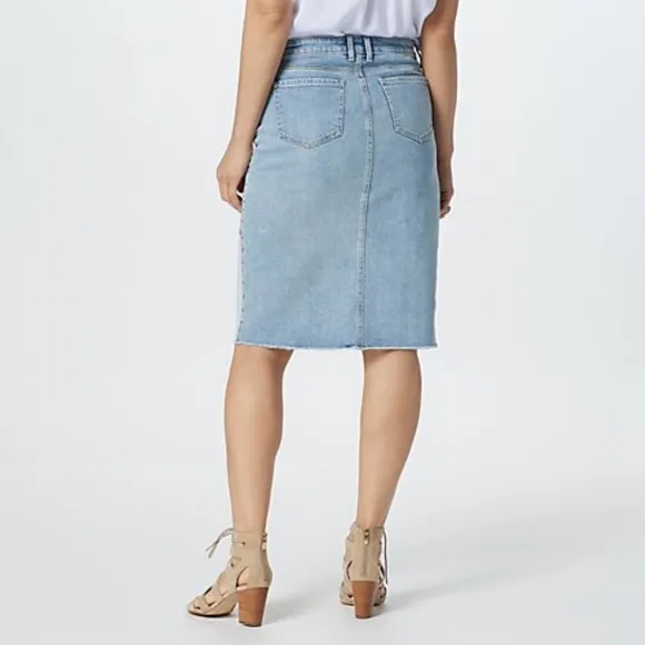NEW NYDJ Denim Skirt Destructed Radiance 12