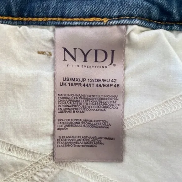 NEW NYDJ Denim Skirt Destructed Radiance 12