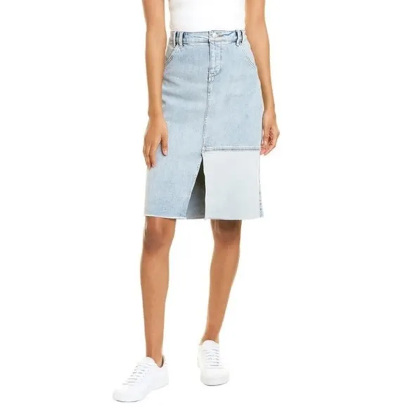 NEW NYDJ Denim Skirt Destructed Radiance 12