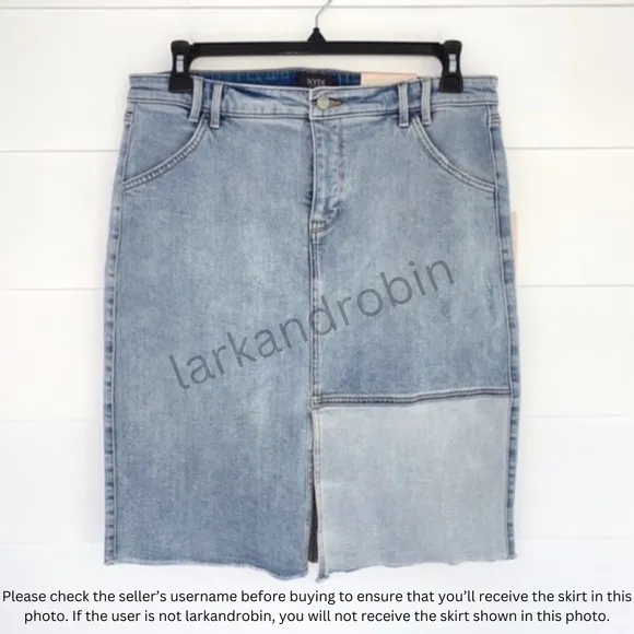 NEW NYDJ Denim Skirt Destructed Radiance 12