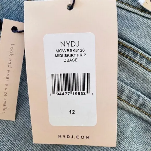 NEW NYDJ Denim Skirt Destructed Radiance 12