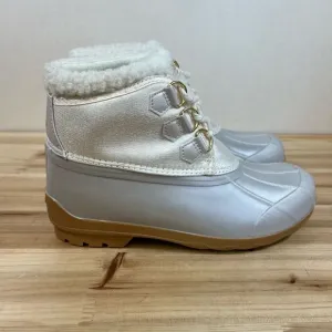 NEW Sperry Cozy Duck boots winter rain waterproof silver tan Womens 6 Mens 5