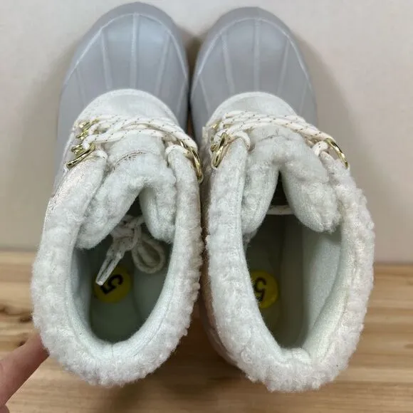 NEW Sperry Cozy Duck boots winter rain waterproof silver tan Womens 6 Mens 5
