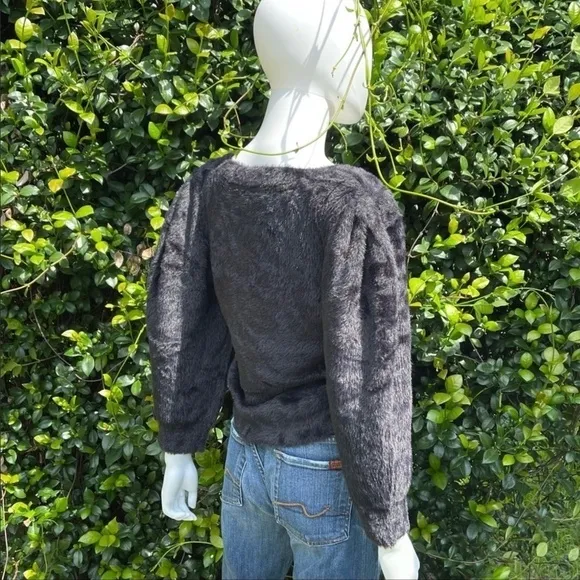 NWT Free People Moonbeam Black Classic Scoop Neck Plush Sweater