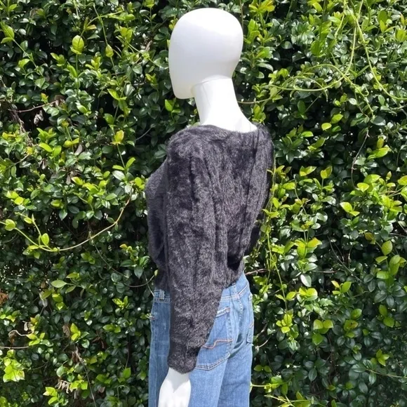 NWT Free People Moonbeam Black Classic Scoop Neck Plush Sweater