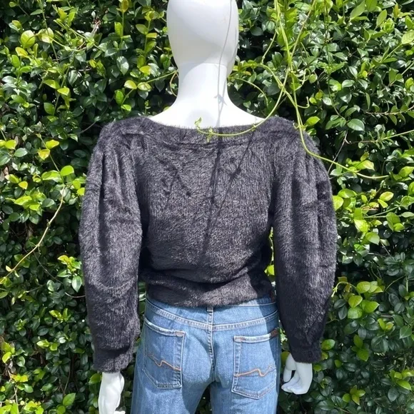 NWT Free People Moonbeam Black Classic Scoop Neck Plush Sweater