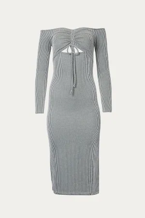 OFF-THE-SHOULDER CUTOUT MIDI DRESS