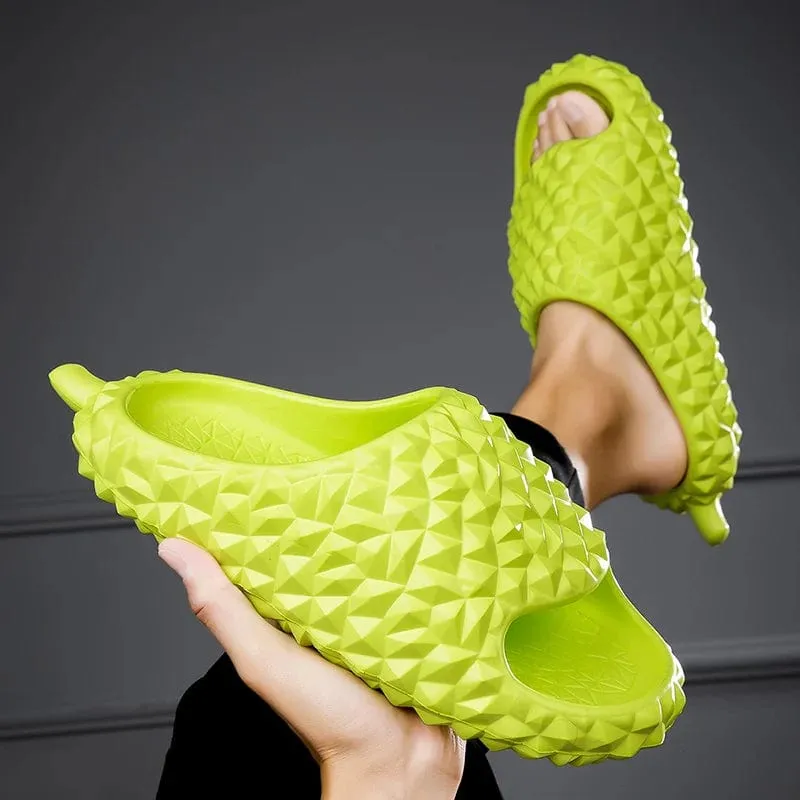 Open Toe Fruit Summer Beach Men Funny Durian Memory Foam Slippers Outdoor Sandals for Women