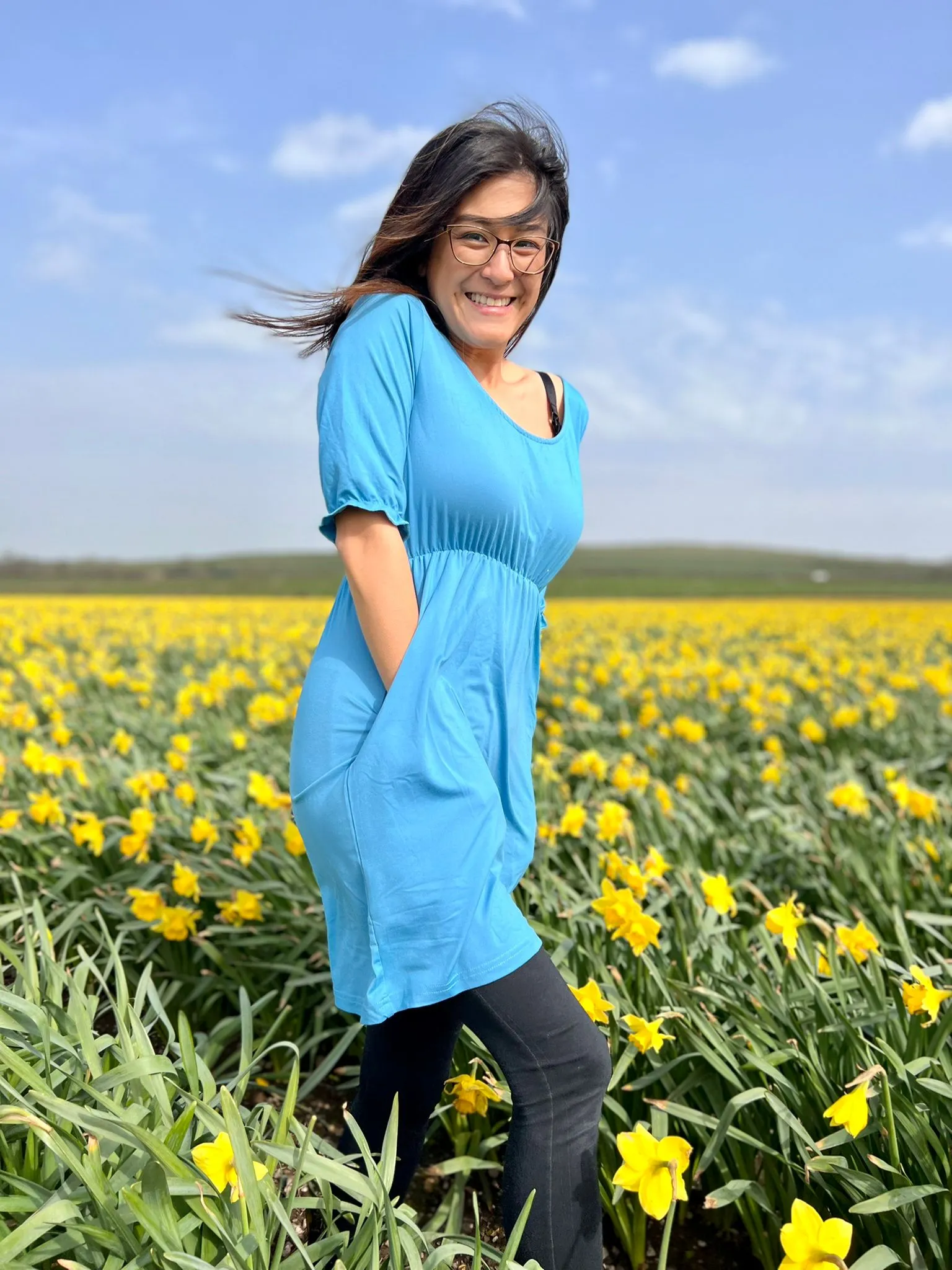 Petite Blue Dress ( Pull down to breastfeed)