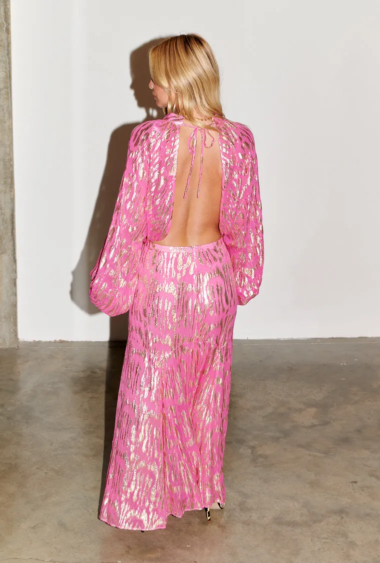 Pink Viscose Jacquard Skirt
