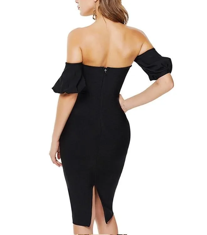 Premium black bandage dress