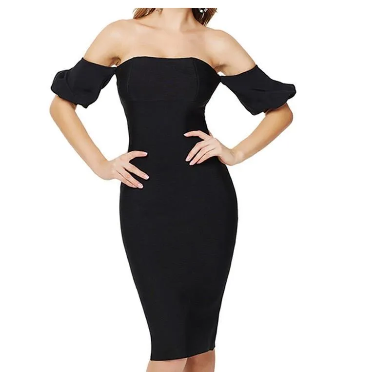 Premium black bandage dress