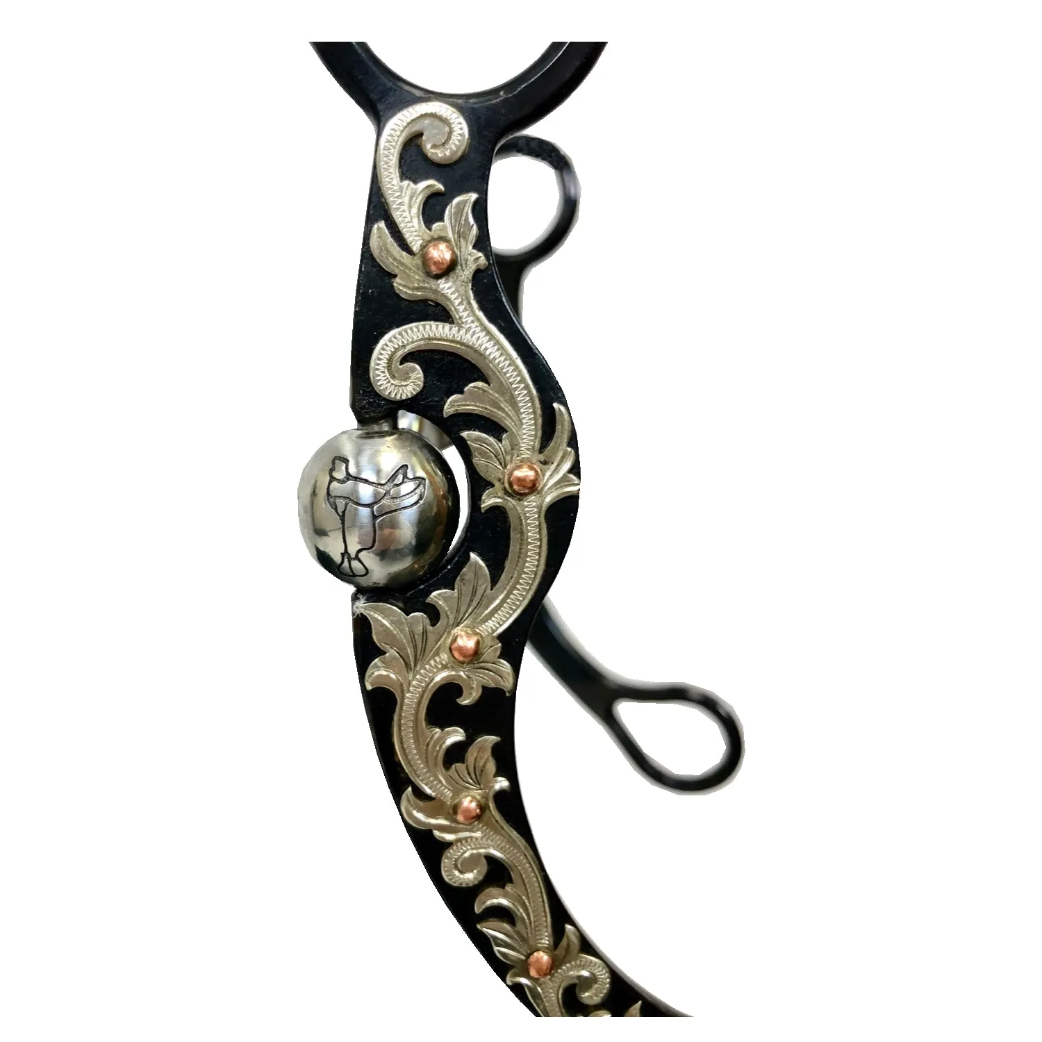 Pro Series 7" Black Steel Sheridan Flat Cheek with 5" SI Square Port Mouth with Copper Inlay