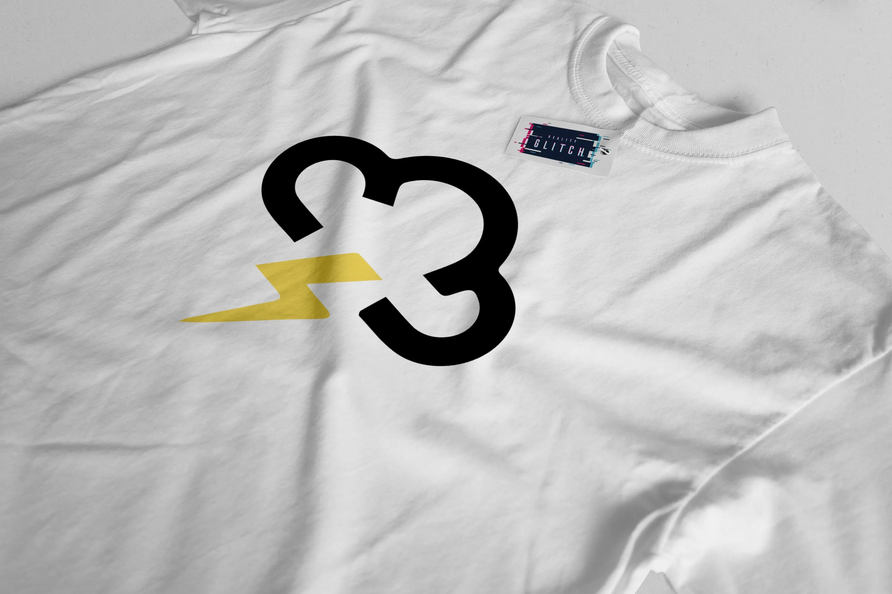 Reality Glitch Lightning Strike Weather Symbol Mens T-Shirt