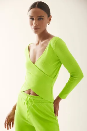 Ribbed Wrap Long Sleeve
