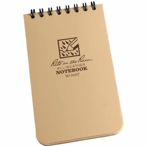 Rite in the Rain Top Spiral Waterproof Notebook Tan 3" x 5"
