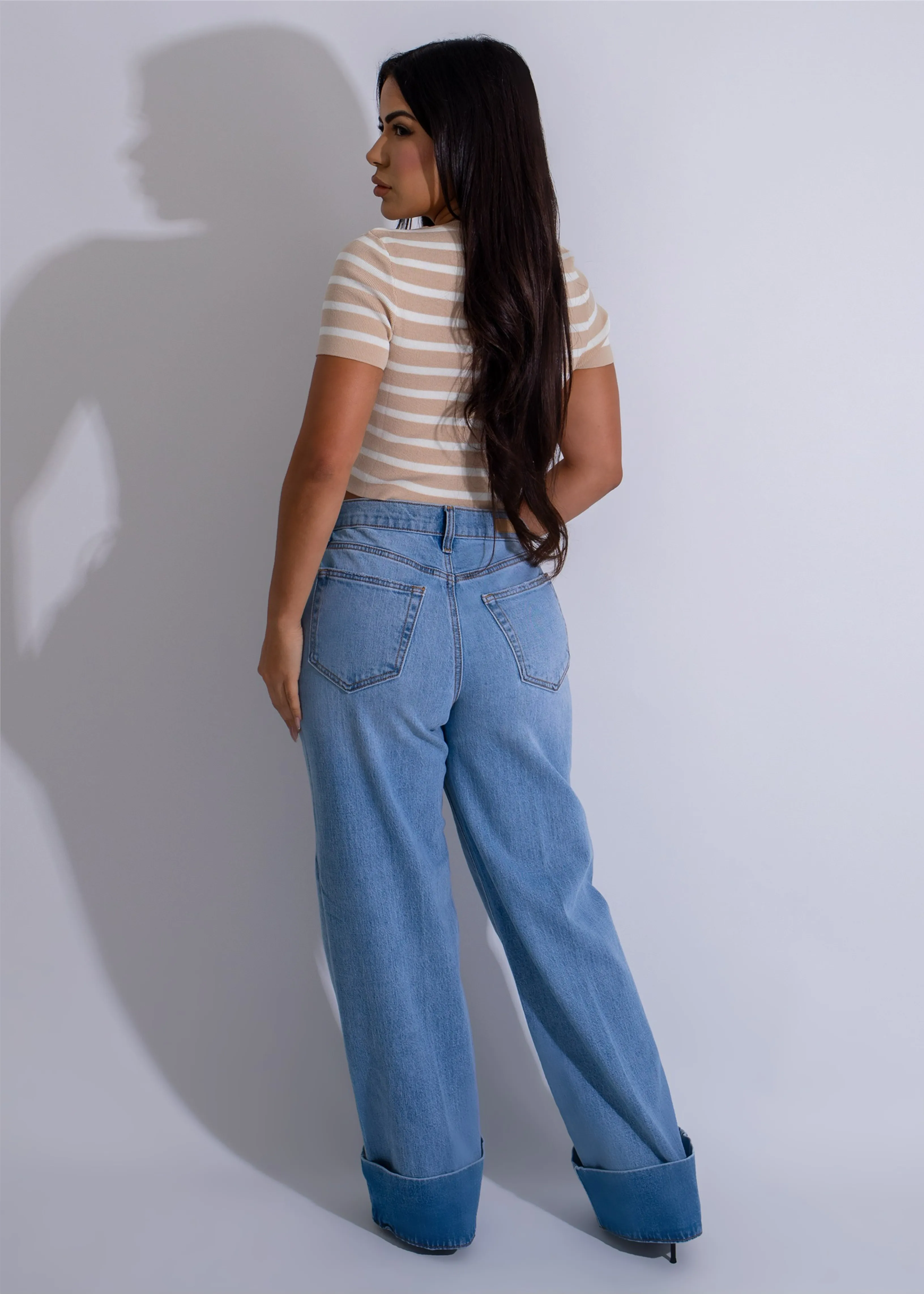 Sailor's Stripes Knit Crop Top Nude