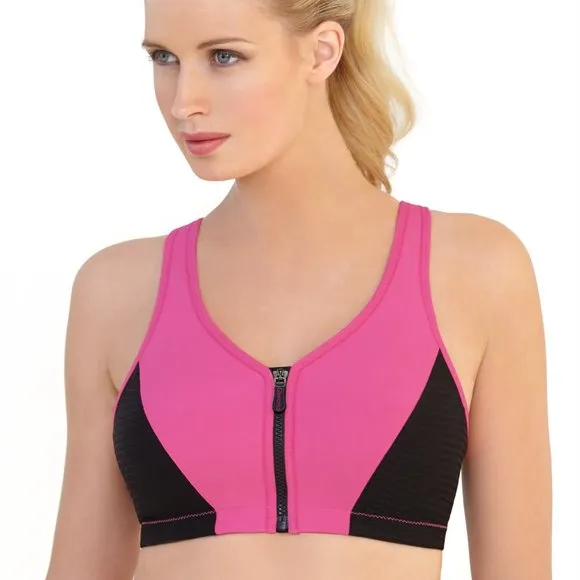 Set of 3! 32D Glamorise SPORT Bra (DOUBLE-LAYER) Wicking (HIGH-IMPACT) PINK NEW