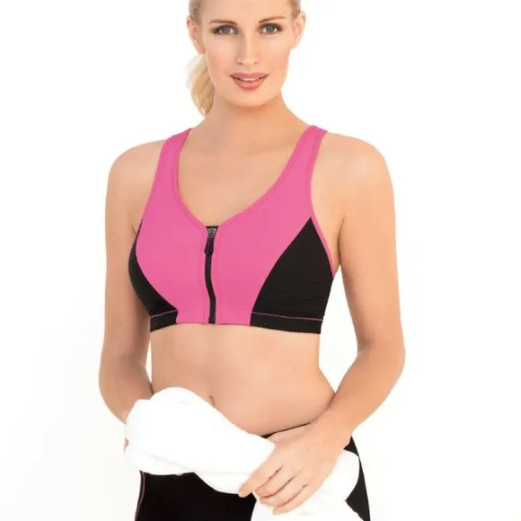 Set of 3! 32D Glamorise SPORT Bra (DOUBLE-LAYER) Wicking (HIGH-IMPACT) PINK NEW