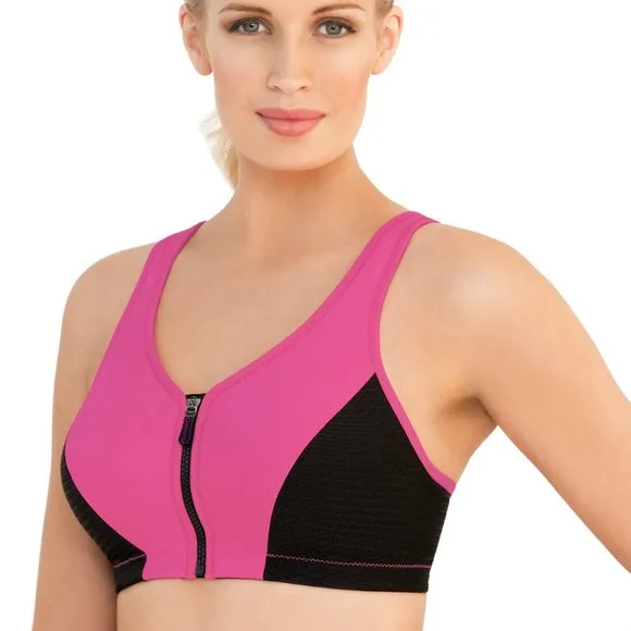 Set of 3! 32D Glamorise SPORT Bra (DOUBLE-LAYER) Wicking (HIGH-IMPACT) PINK NEW