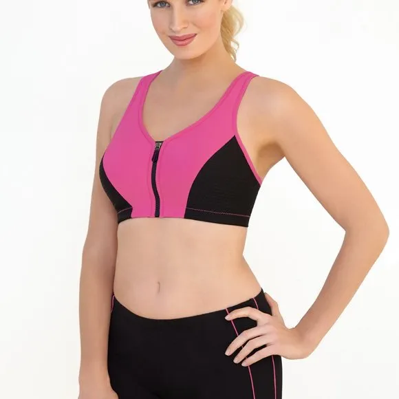 Set of 3! 32D Glamorise SPORT Bra (DOUBLE-LAYER) Wicking (HIGH-IMPACT) PINK NEW
