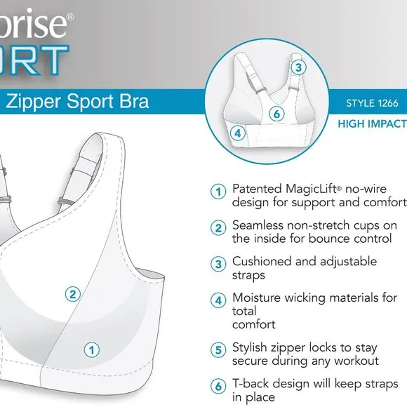 Set of 3! 32DD Glamorise SPORT Bra (DOUBLE-LAYER) Wicking HIGH-IMPACT WHITE NEW