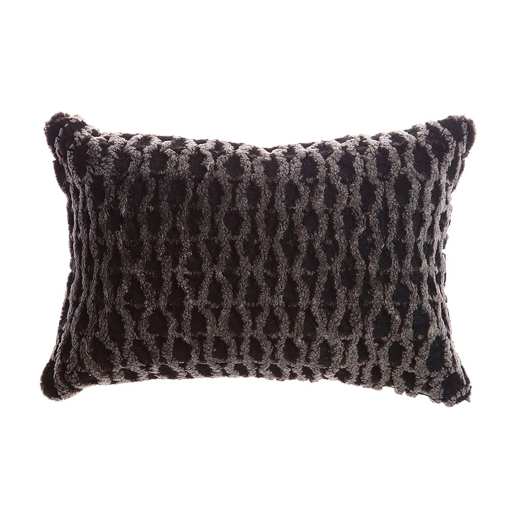 Shearling Curves Charcoal Melange Lumbar Pillow