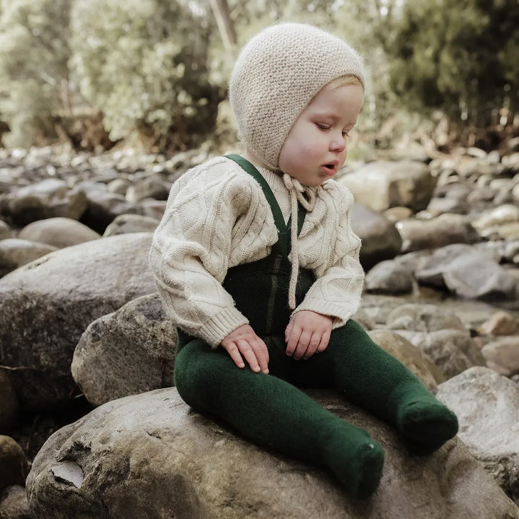 Silly Silas Unisex Teddy Warmy Footed Tights with Braces (Forest Green)