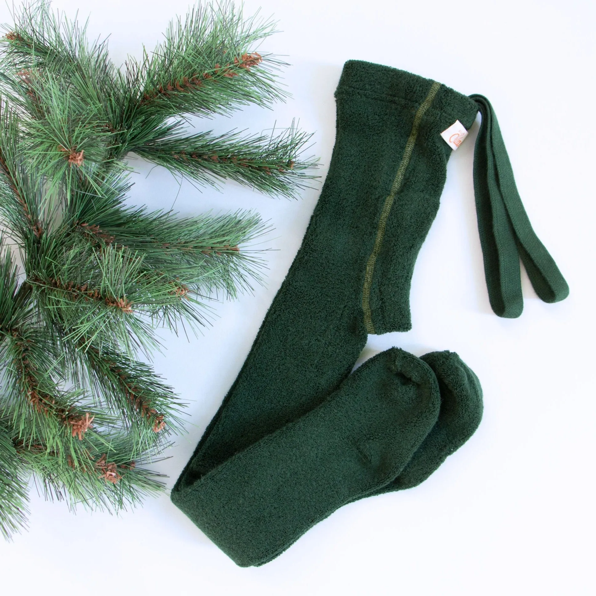 Silly Silas Unisex Teddy Warmy Footed Tights with Braces (Forest Green)
