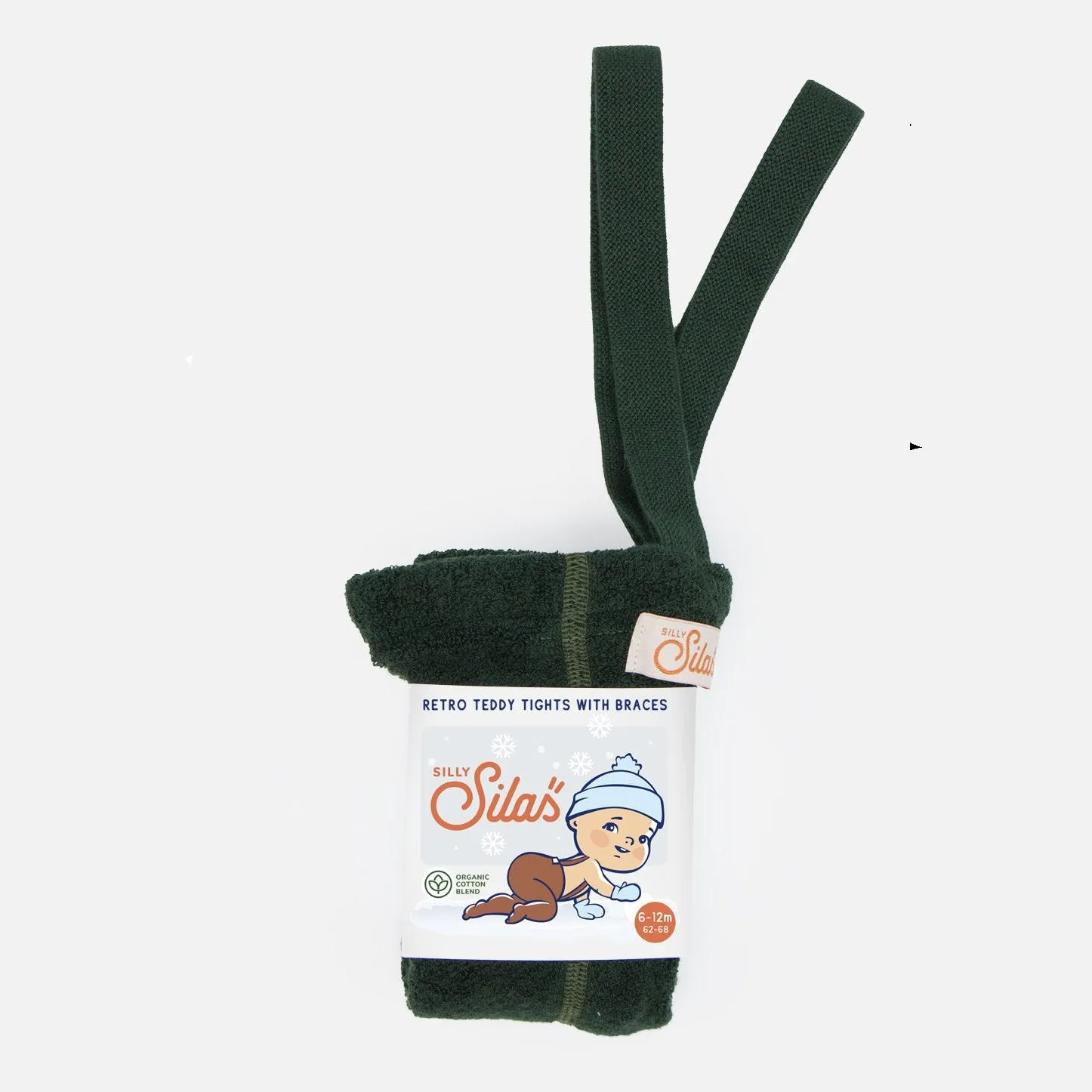 Silly Silas Unisex Teddy Warmy Footed Tights with Braces (Forest Green)