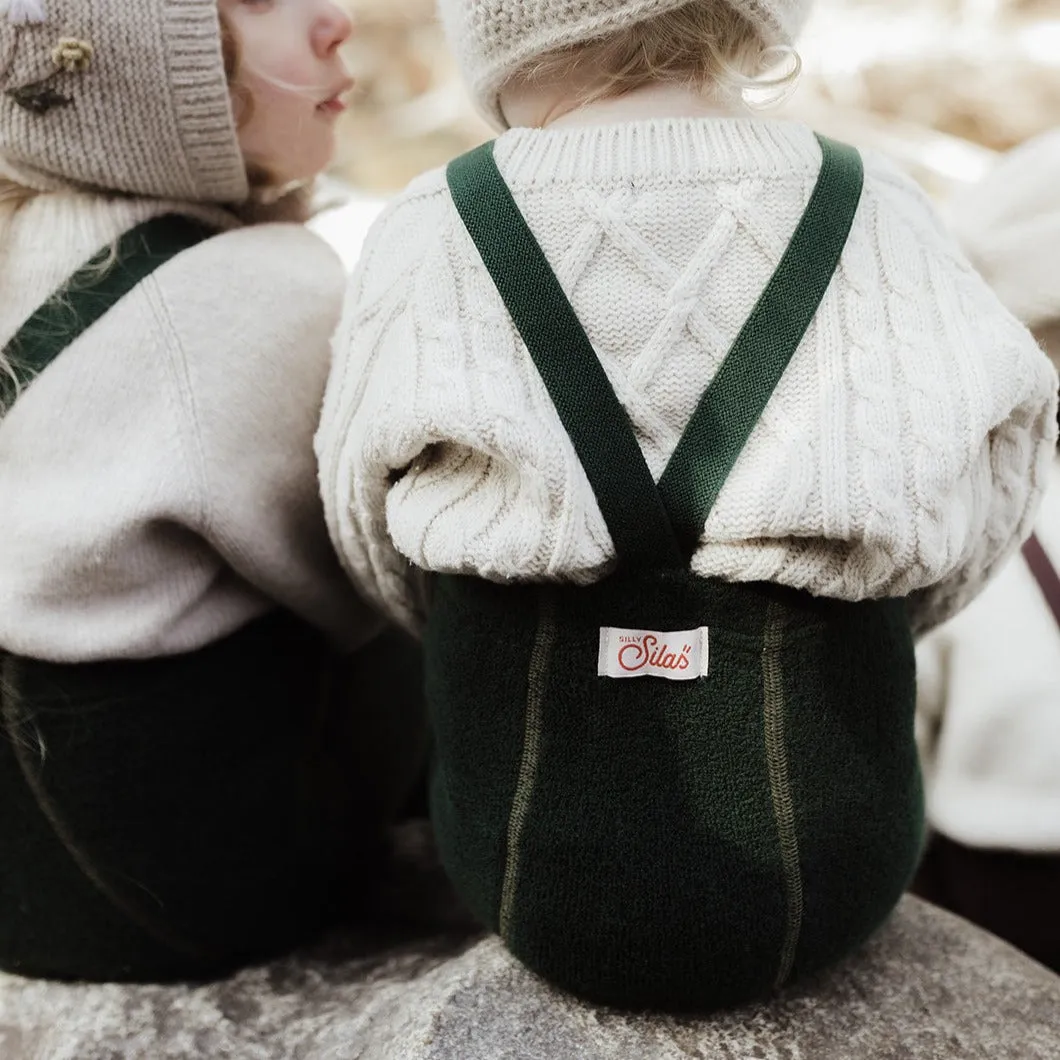 Silly Silas Unisex Teddy Warmy Footed Tights with Braces (Forest Green)