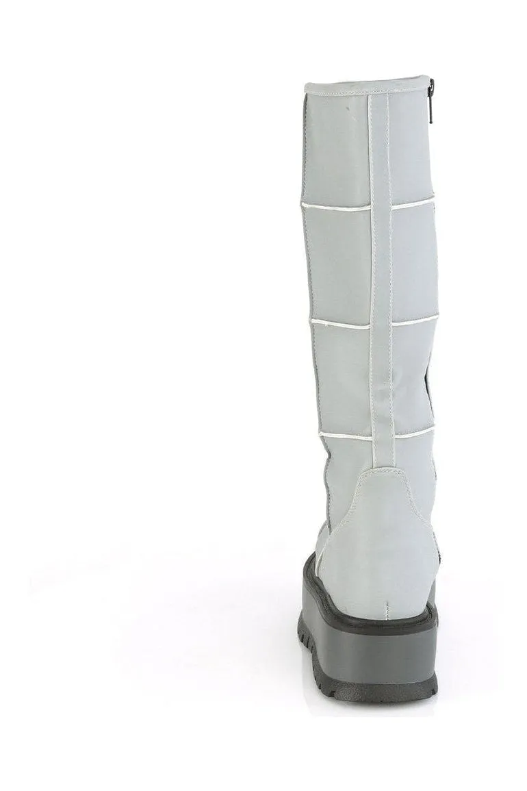 SLACKER-230 Knee Boot | Grey Faux Leather