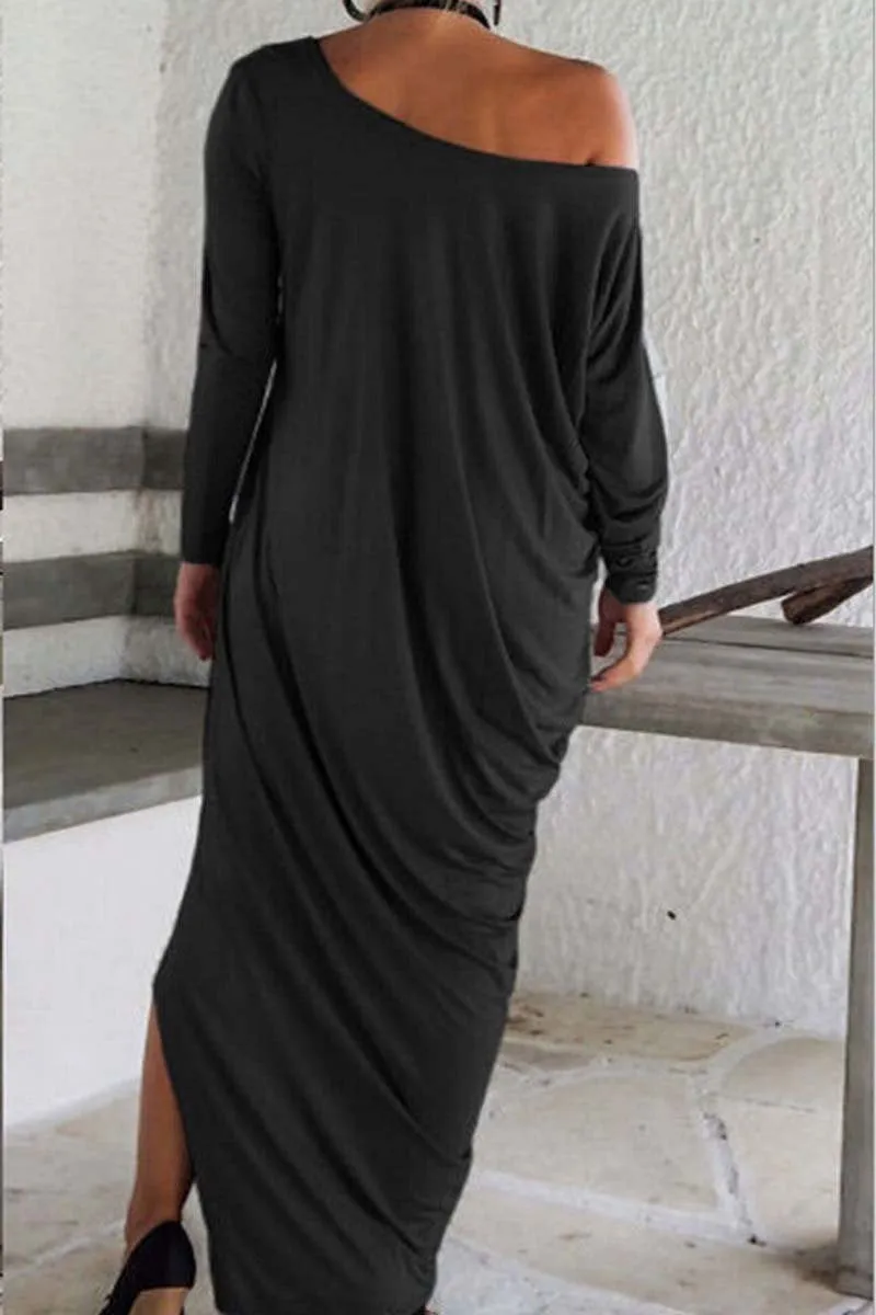 Slim Solid Color Maxi Dress