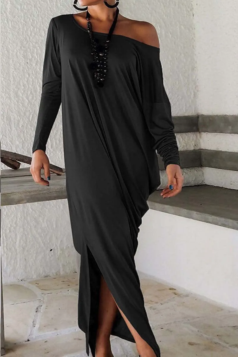 Slim Solid Color Maxi Dress