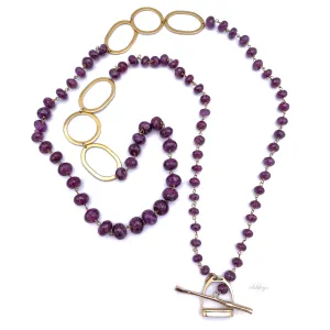 Stirrup Necklace, Natural Ruby and 14k gold