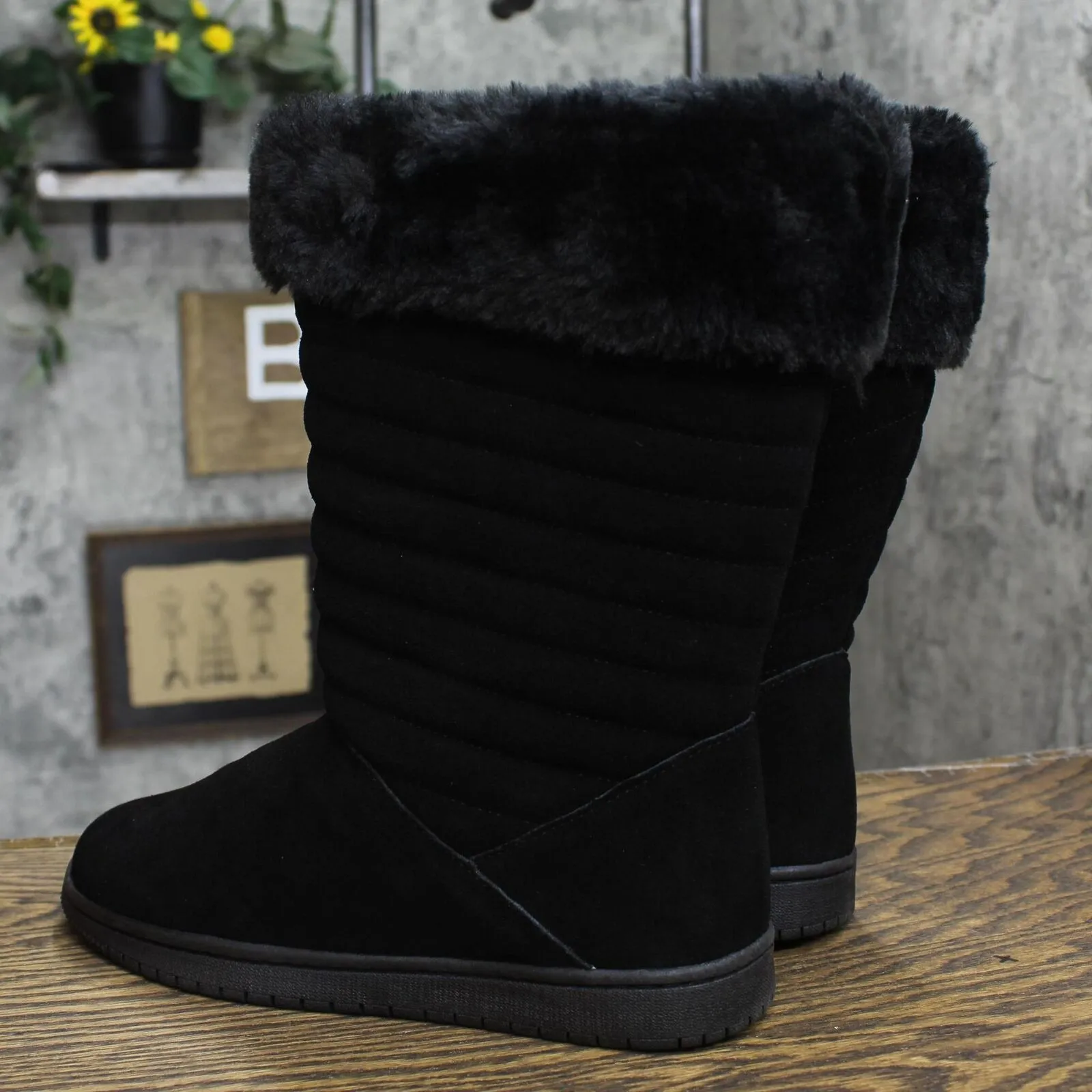 Style & Co. Womens Novaa Suede Winter & Snow Boots 10013336000 Black 10M