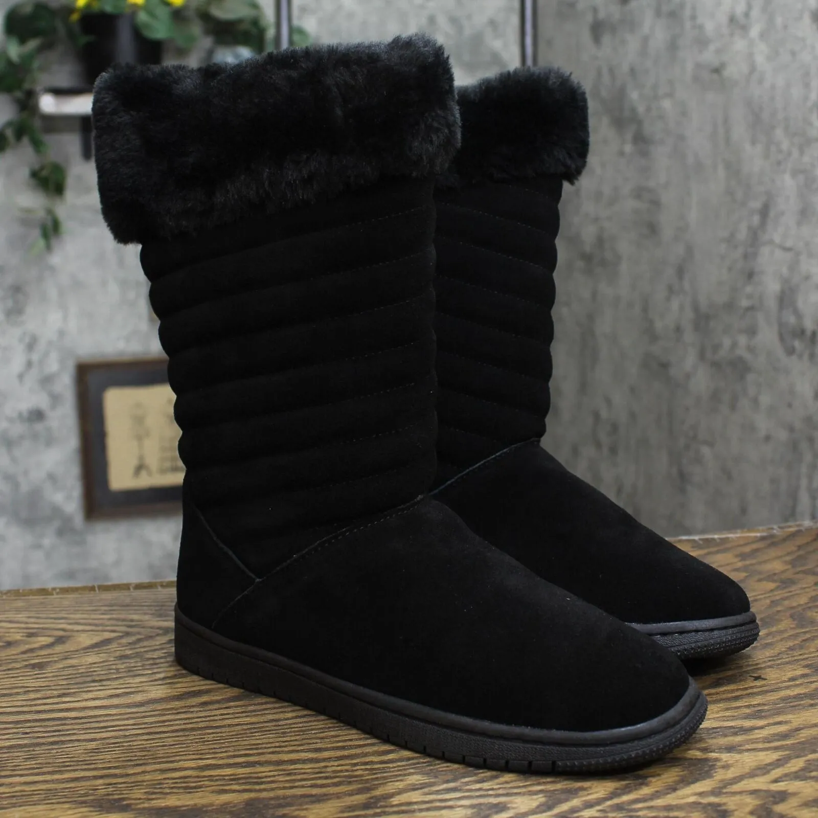 Style & Co. Womens Novaa Suede Winter & Snow Boots 10013336000 Black 10M