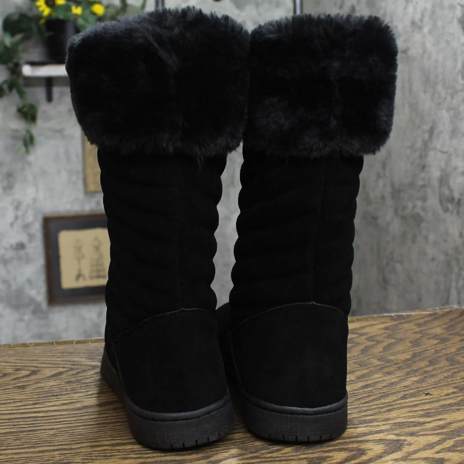 Style & Co. Womens Novaa Suede Winter & Snow Boots 10013336000 Black 10M