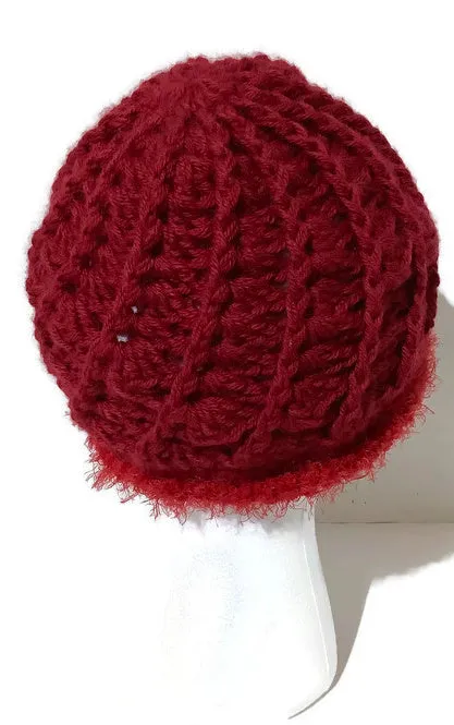 THE ROUGE RED ALPACA HAT, woman's size 22, beanie crochet hat, stocking stuffer, for her,