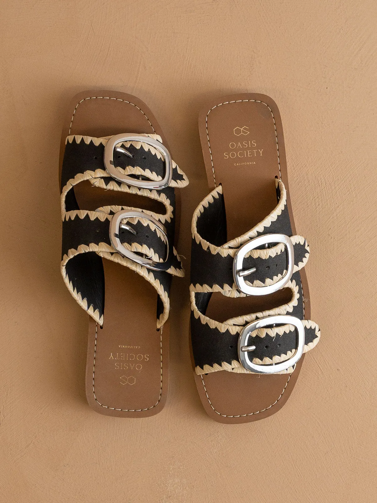 The Tivoli | Black Fun Double Buckle Sandal